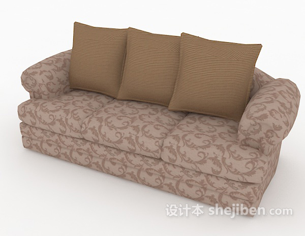免费花纹布料多人沙发3d模型下载