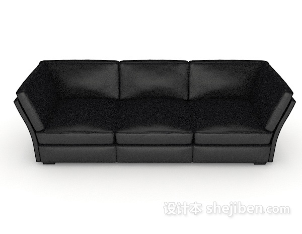 现代风格皮质简单多人沙发3d模型下载