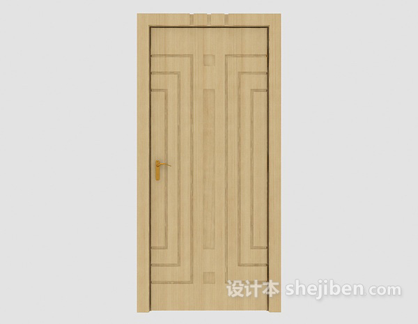 现代黄色实木房门3d模型下载