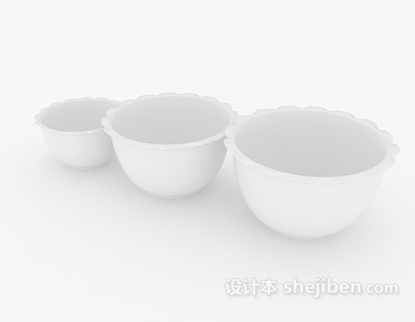 现代风格白色陶瓷盆3d模型下载