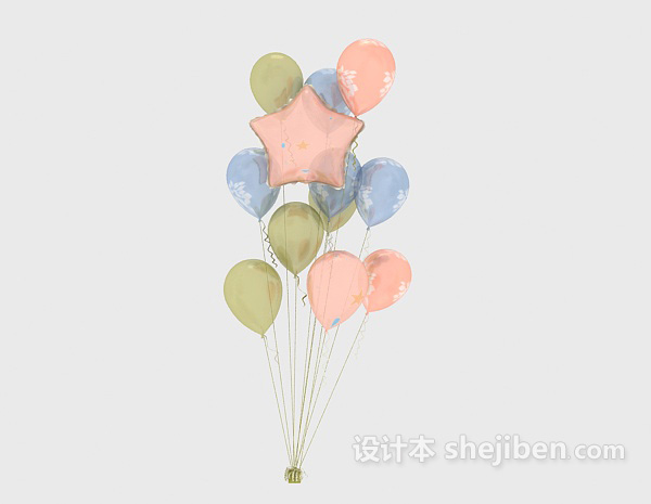 免费节日装饰气球3d模型下载