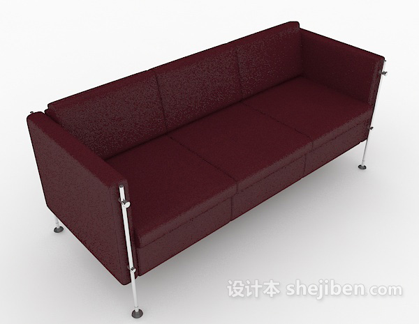 简约红色皮质沙发3d模型下载