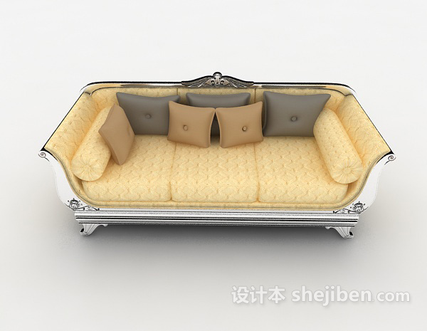 欧式风格金色欧式家居沙发3d模型下载