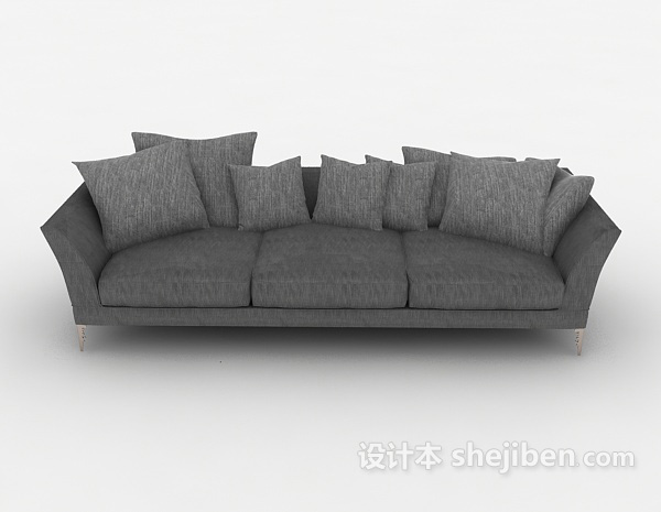 现代风格家居三人灰色沙发3d模型下载