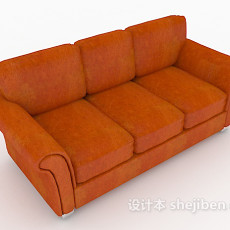 橙色现代多人沙发3d模型下载