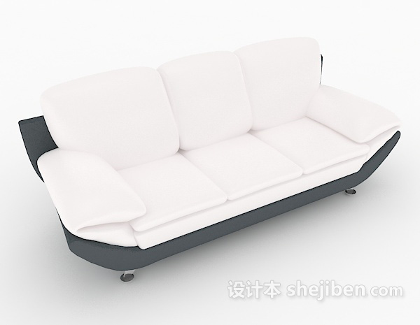 简单白色多人沙发3d模型下载