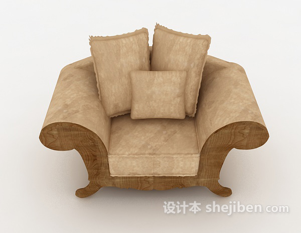 欧式风格欧式复古单人沙发3d模型下载