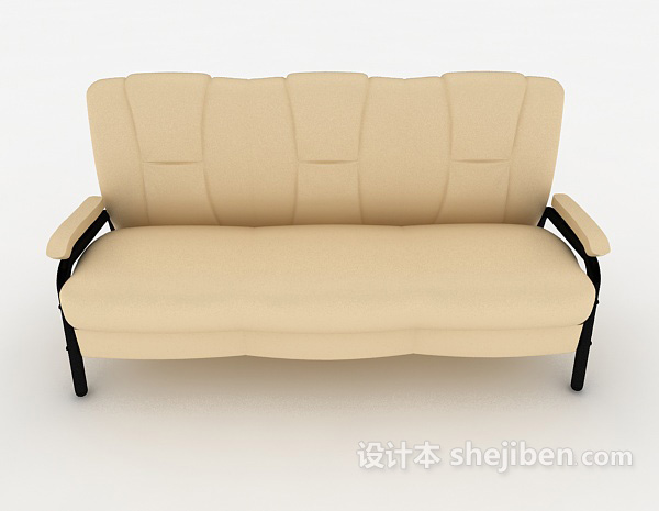 现代风格黄色现代多人沙发3d模型下载