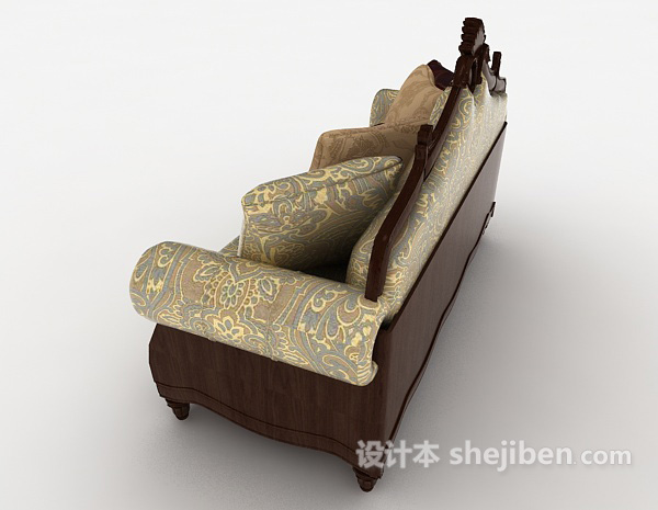 设计本高档欧式风格三人沙发3d模型下载