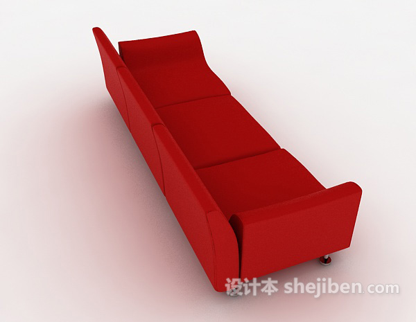 设计本红色简约三人沙发3d模型下载