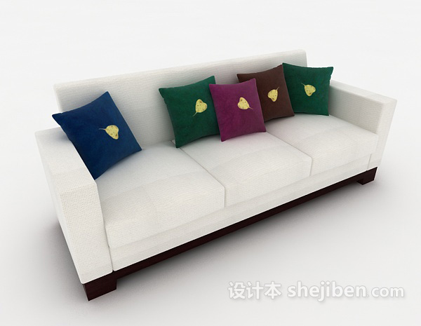 免费新中式居家多人沙发3d模型下载