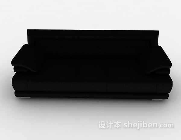 现代风格黑色居家皮质沙发3d模型下载