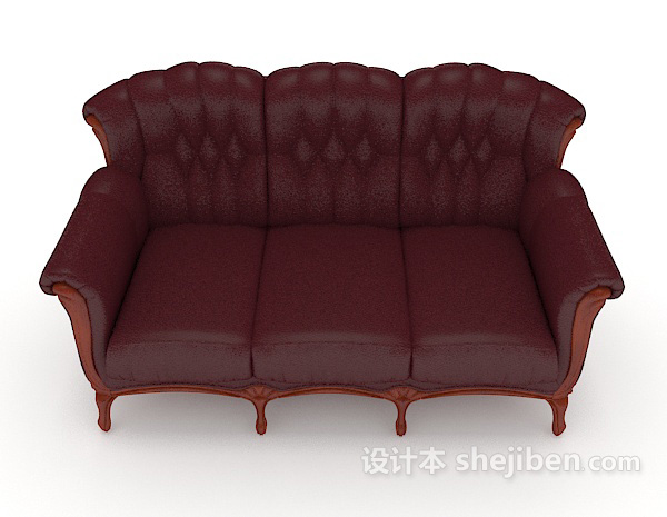 现代风格高档红色多人沙发3d模型下载