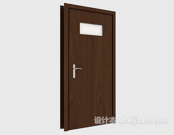 现代风格棕色现代实木房门3d模型下载