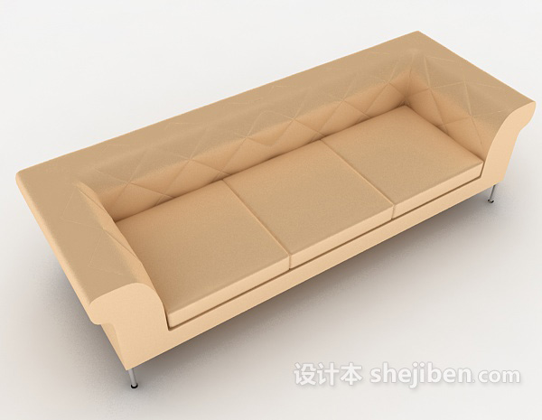 免费简约式三人沙发3d模型下载