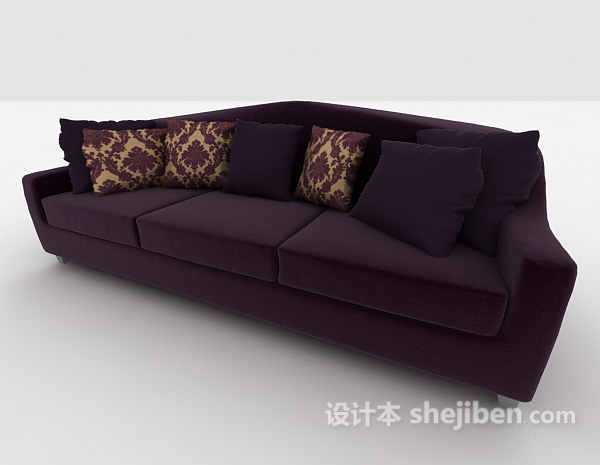 设计本现代紫色家居沙发3d模型下载