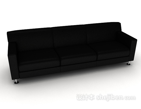 现代风格黑色家居皮质沙发3d模型下载
