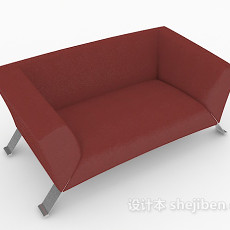 砖红色双人沙发3d模型下载
