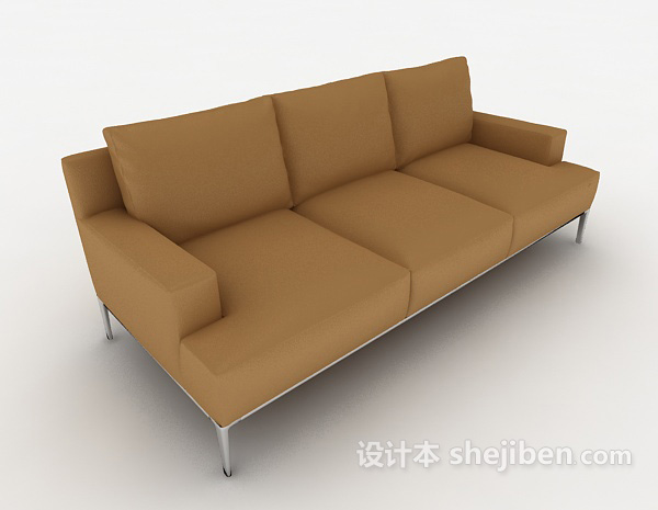 免费简易居家三人沙发3d模型下载