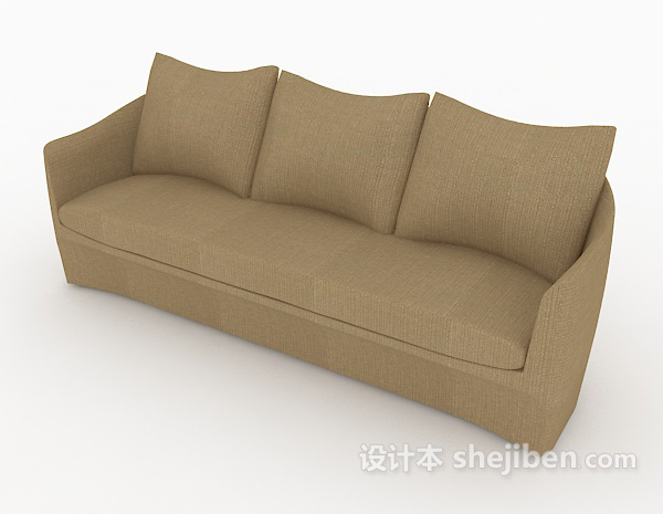 免费简单棕色家居多人沙发3d模型下载