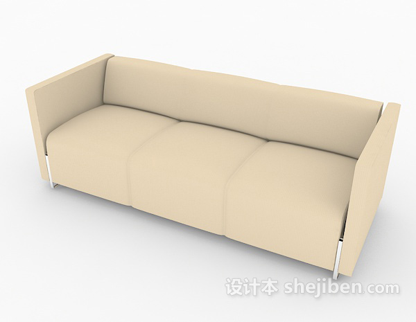 免费黄色浅系列多人沙发3d模型下载