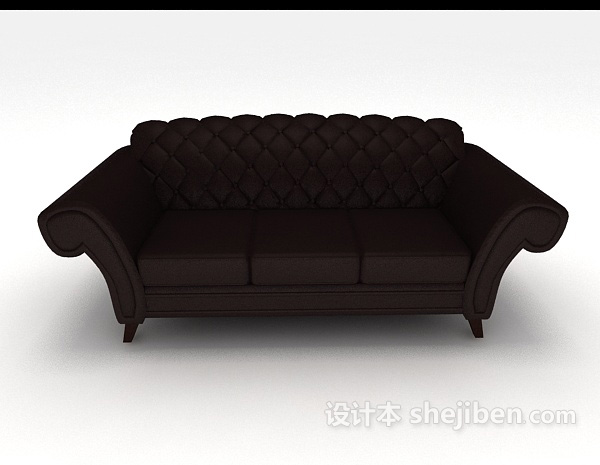 欧式风格深色双人沙发3d模型下载