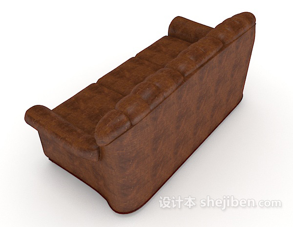 设计本棕色皮质高档沙发3d模型下载