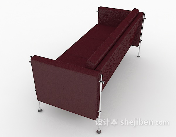 设计本简约红色皮质沙发3d模型下载