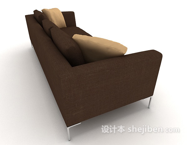设计本家居棕色多人沙发3d模型下载