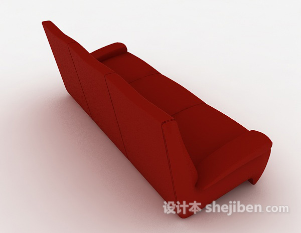 设计本居家红色多人沙发3d模型下载