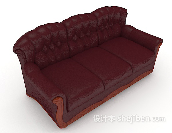 红色皮质沙发3d模型下载