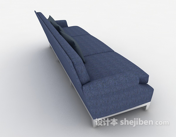 设计本蓝色家居三人沙发3d模型下载