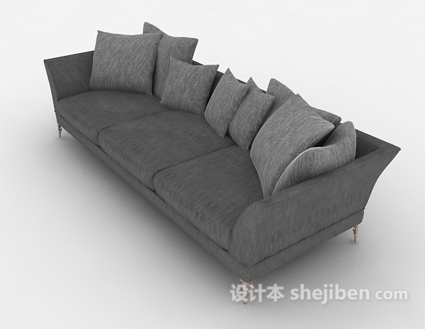 家居三人灰色沙发3d模型下载