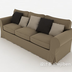 灰色现代三人沙发3d模型下载