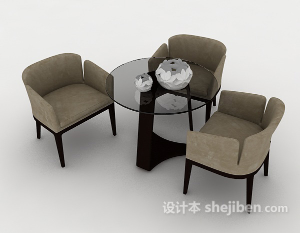 现代风格休闲三人桌椅组合3d模型下载