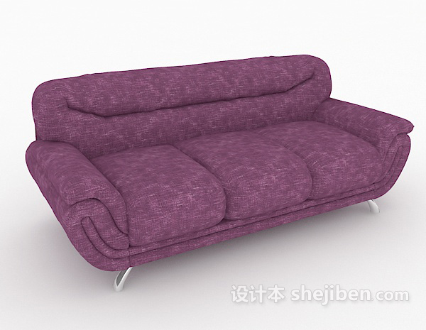红色三人沙发3d模型下载