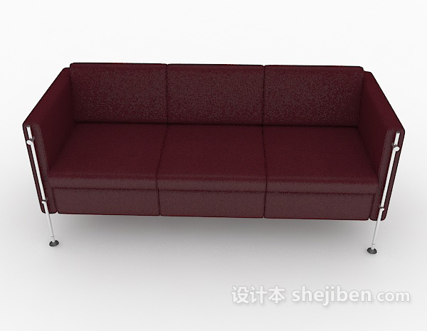 现代风格简约红色皮质沙发3d模型下载
