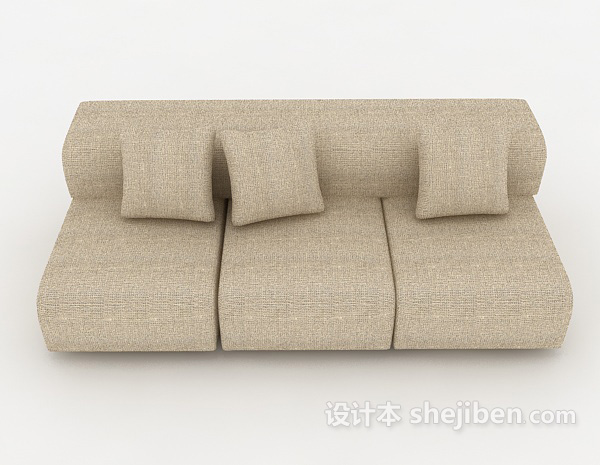 现代风格黄色居家多人沙发3d模型下载