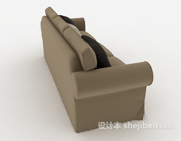 设计本灰色现代三人沙发3d模型下载