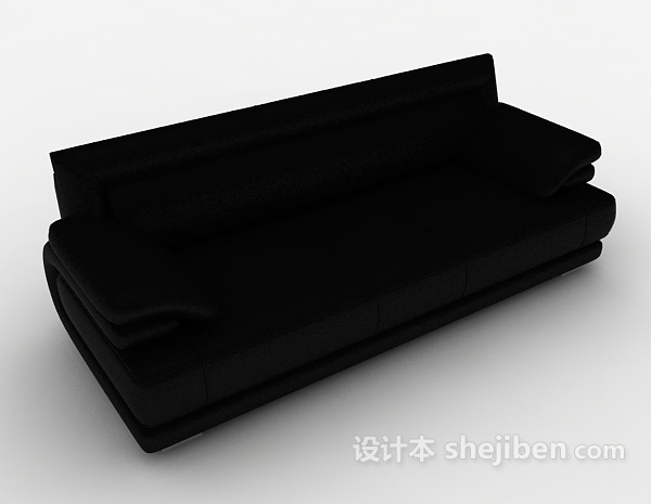 免费黑色居家皮质沙发3d模型下载