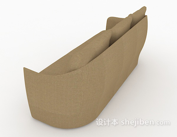 设计本简单棕色家居多人沙发3d模型下载
