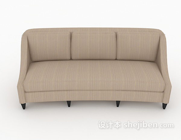 现代风格灰色系三人沙发3d模型下载