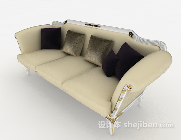 简单欧式三人沙发3d模型下载