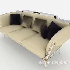 简单欧式三人沙发3d模型下载