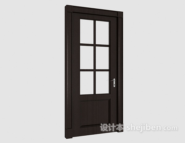 现代风格棕色浴室门3d模型下载