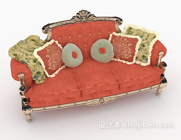 欧式风格欧式亮色高档沙发3d模型下载