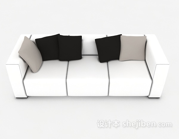 现代风格白色简易三人沙发3d模型下载