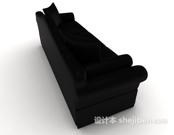 设计本居家皮质黑色多人沙发3d模型下载