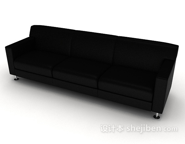免费黑色家居皮质沙发3d模型下载