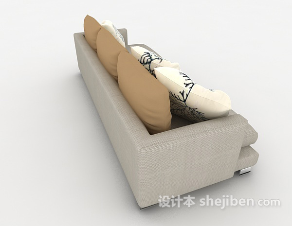 设计本现代简约清新多人沙发3d模型下载